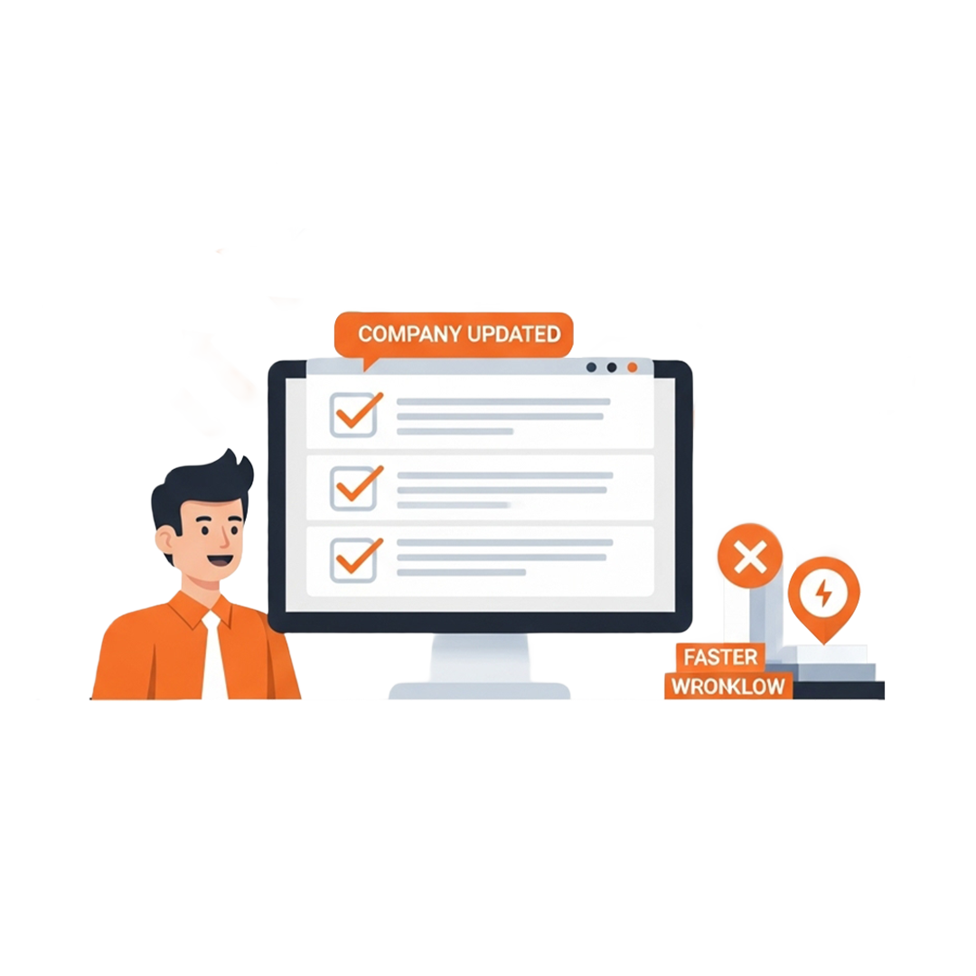 企業名などを自動で差し替え作業効率アップ